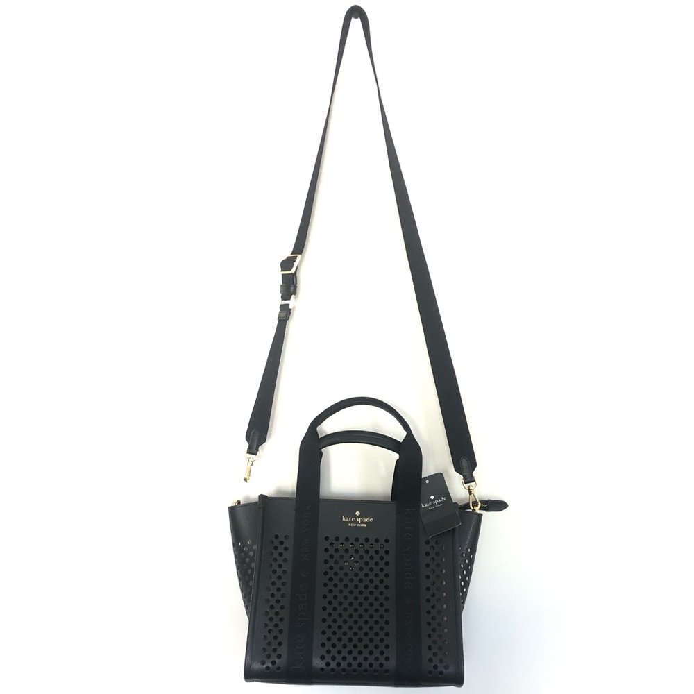 NWT Black Kate Spade Kip crossbody perforated small tote ♠️